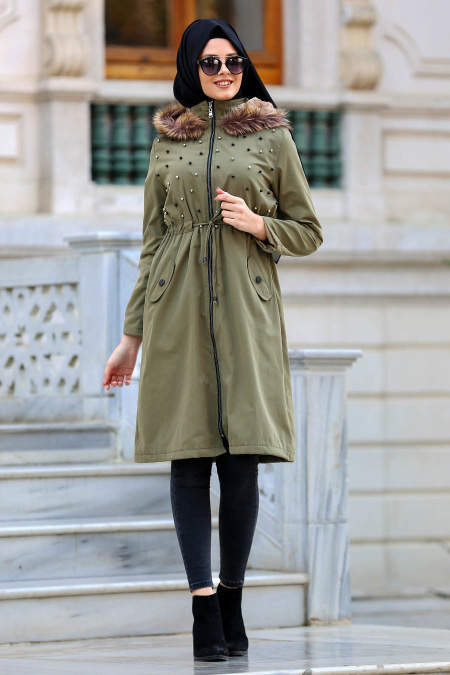Neva Style - Khaki Hijab Coat 21300HK