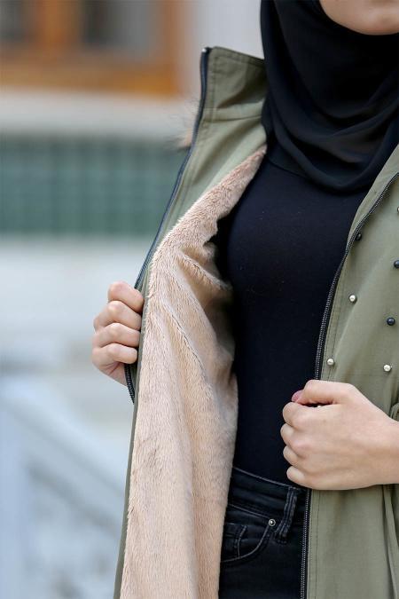 Neva Style - Khaki Hijab Coat 21300HK - 3