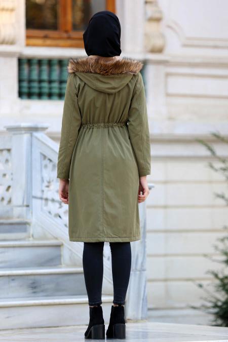 Neva Style - Khaki Hijab Coat 21300HK - 4