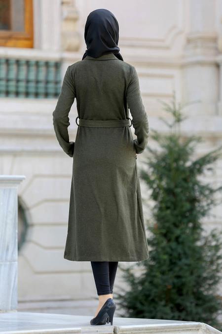 Neva Style - Khaki Hijab Coat 2161HK - 2