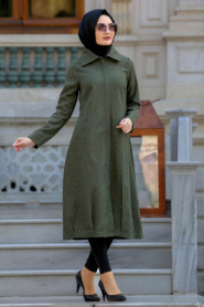 Neva Style - Khaki Hijab Coat 2163HK - Thumbnail