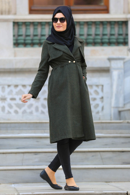 Neva Style - Khaki Hijab Coat 21860HK