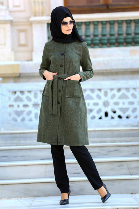 Neva Style - Khaki Hijab Coat 2187HK