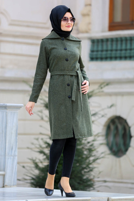 Neva Style - Khaki Hijab Coat 2190HK