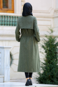 Neva Style - Khaki Hijab Coat 21981HK - Thumbnail