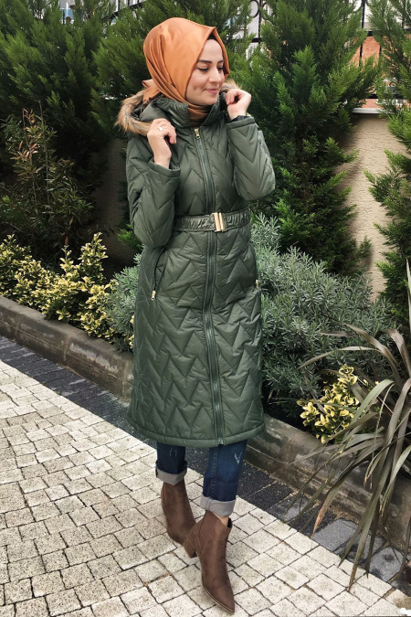 Neva Style - Khaki Hijab Coat 50470HK