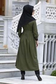 Neva Style - Khaki Hijab Coat 509HK - Thumbnail