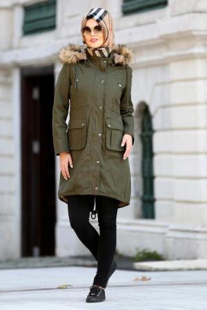 Neva Style - Khaki Hijab Coat 90030HK - 1