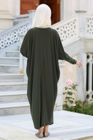 Neva Style - Khaki Hijab Dress 1009HK - Thumbnail