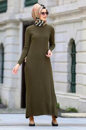 Neva Style - Khaki Hijab Dress 15120HK - 1