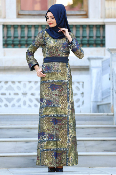 Neva Style - Khaki Hijab Dress 21810HK