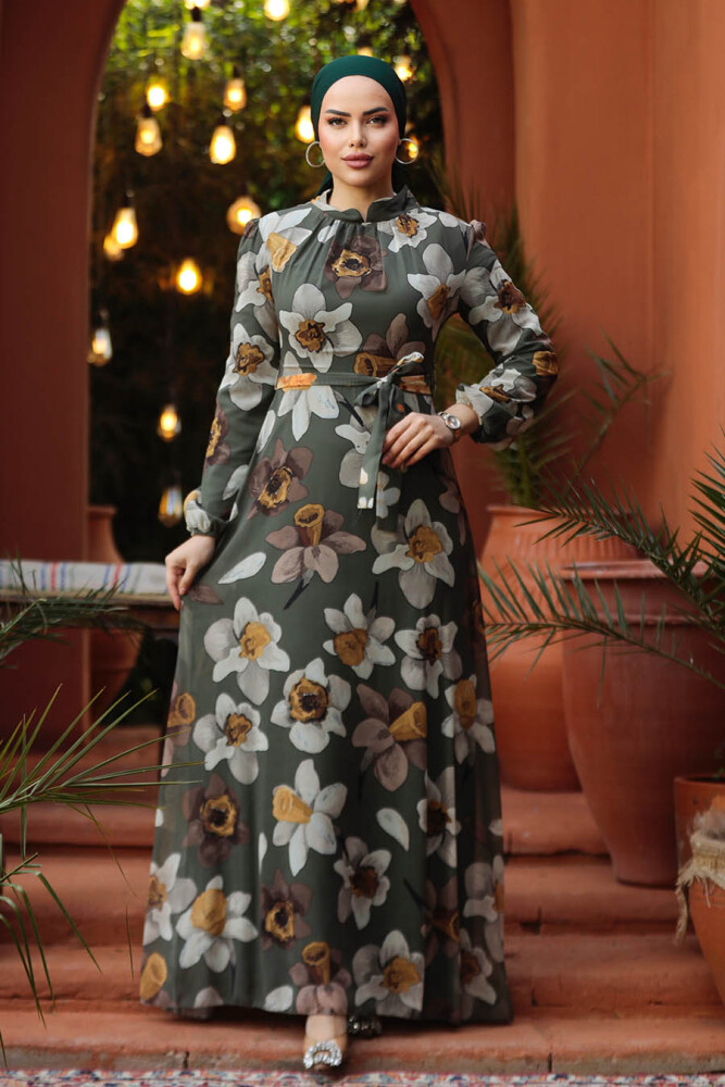 Khaki Hijab Dress 279325HK - 1