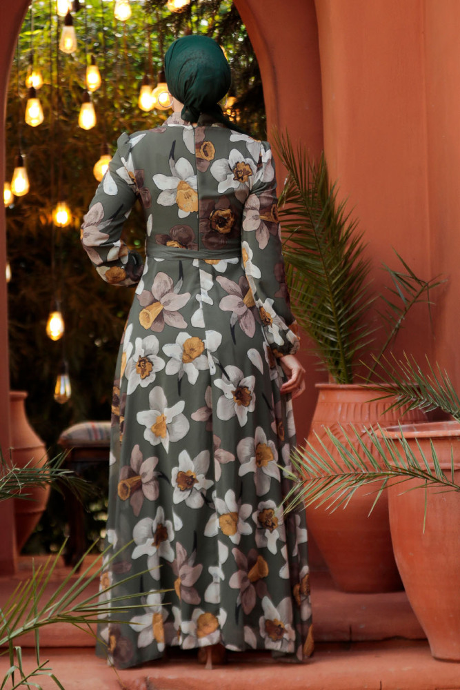 Khaki Hijab Dress 279325HK - 4