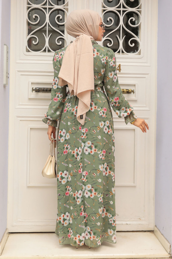 Khaki Hijab Dress 29711HK - 3