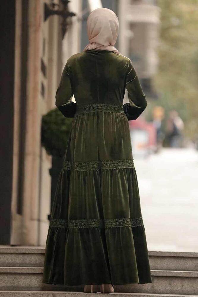 Neva Style - Khaki Hijab Dress 50550HK - 3