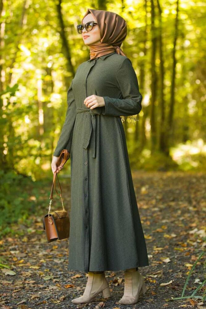 Neva Style - Khaki Hijab Dress 534HK - 1