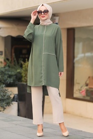 Neva Style - Khaki Hijab Dual Suit Dress 12103HK - Thumbnail
