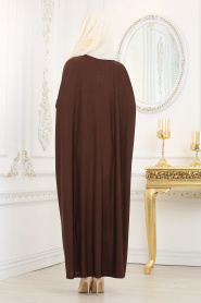 Neva Style - Khaki Hijab Evening Dress 5327KH - Thumbnail