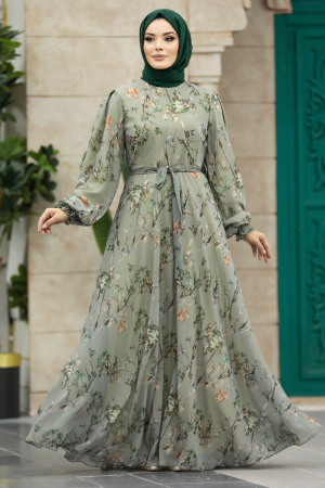 Neva Style - Khaki Hijab For Women Dress 33085HK - 1