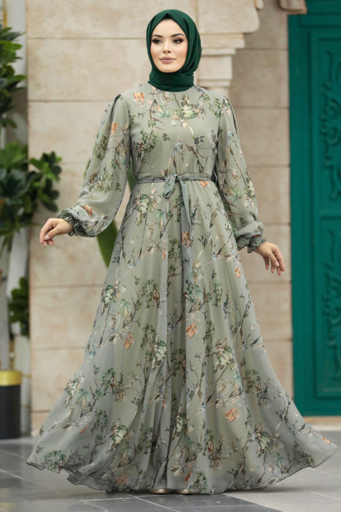 Neva Style - Khaki Hijab For Women Dress 33085HK - 1