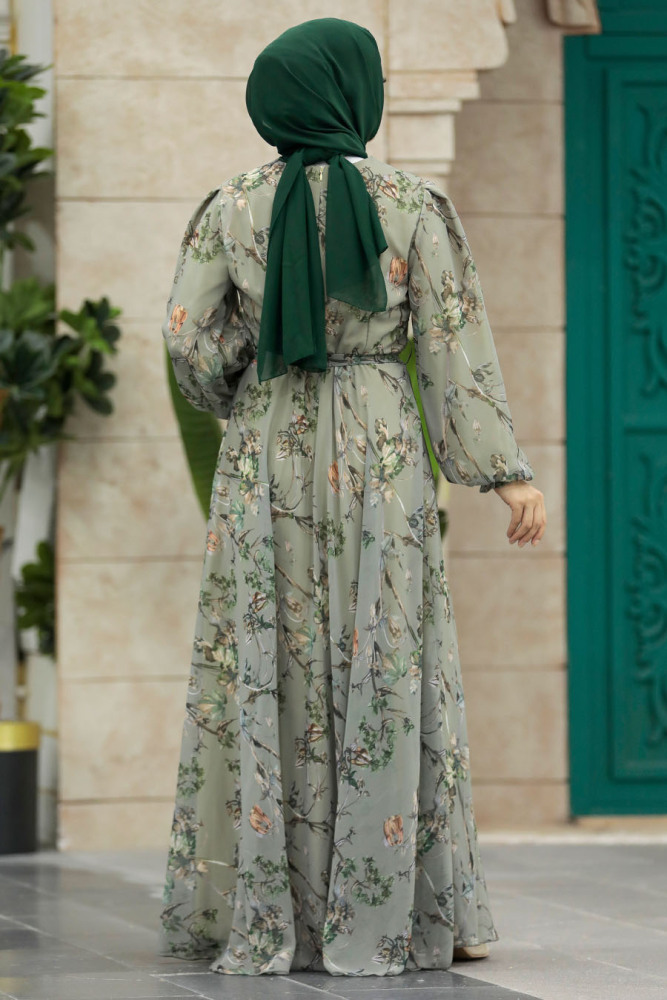 Neva Style - Khaki Hijab For Women Dress 33085HK - 3