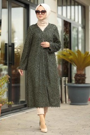 Neva Style - Khaki Hijab Jacket 3123HK - Thumbnail