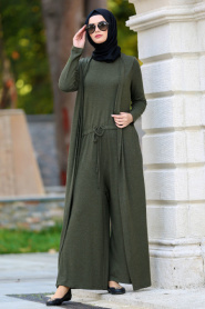 Neva Style - Khaki Hijab Jumpsuit 50650HK - Thumbnail