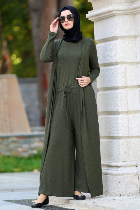 Neva Style - Khaki Hijab Jumpsuit 50650HK