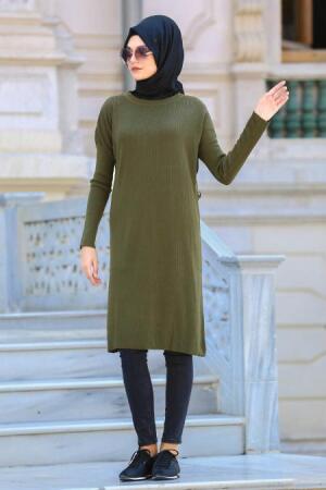 Haki Tesettür Triko Tunik 3533HK - 1
