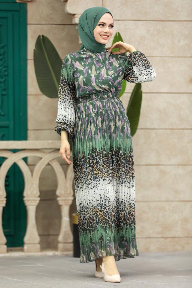Khaki Hijab Maxi Dress 3889HK - 2
