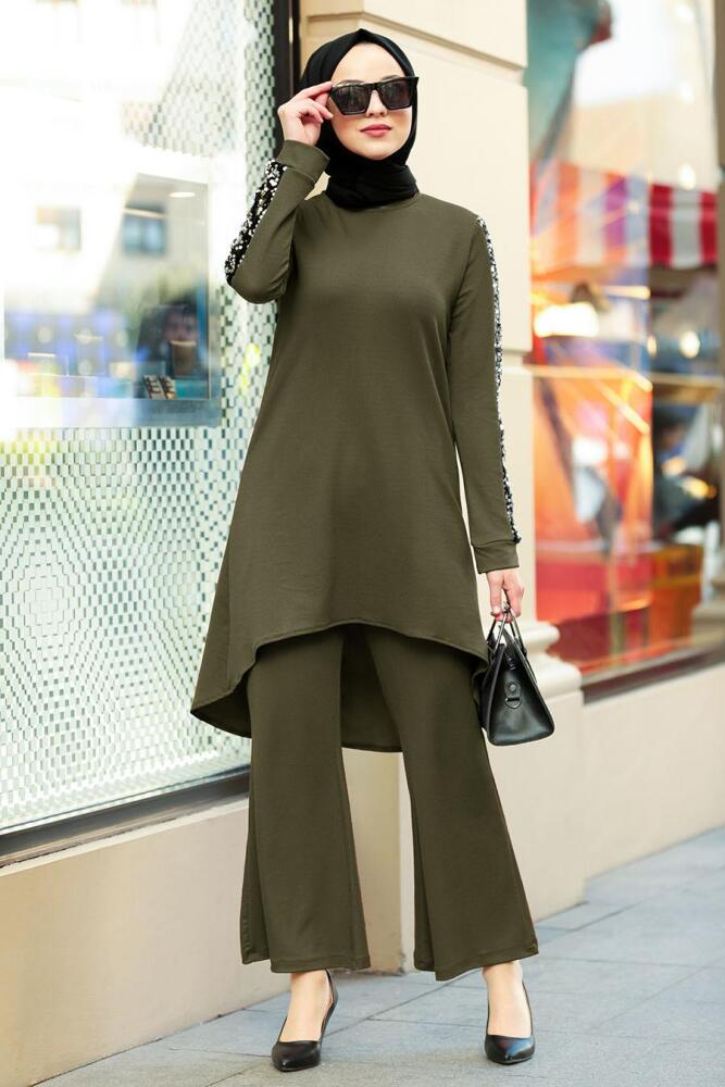 Tunik & Pantolon Haki Tesettür Takım 22161HK - 1