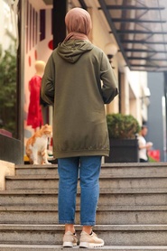 Neva Style - Khaki Hijab Sweatshirt 1143HK - Thumbnail