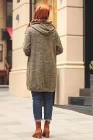 Neva Style - Khaki Hijab Sweatshirt 9059HK - Thumbnail
