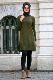 Neva Style - Khaki Hijab Trico 15058HK - Thumbnail
