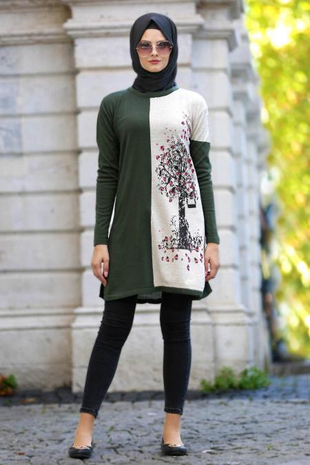 Neva Style - Khaki Hijab Trico 15081HK - 1