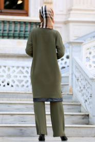 Neva Style - Khaki Hijab Trico Suit 1585HK - Thumbnail