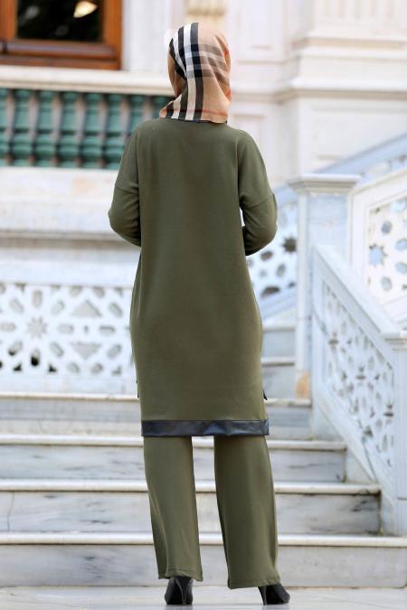 Neva Style - Khaki Hijab Trico Suit 1585HK - 2