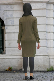 Neva Style - Khaki Hijab Trico Tunic 15109HK - Thumbnail