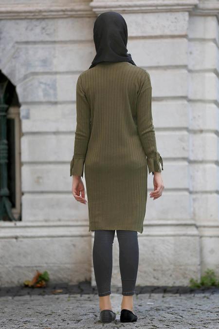 Neva Style - Khaki Hijab Trico Tunic 15109HK - 2