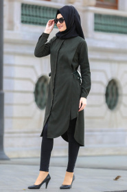 Neva Style - Khaki Hijab Tunic 22290HK - Thumbnail