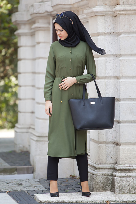 Neva Style - Khaki Hijab Tunic 5092HK