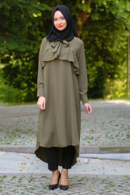 Neva Style - Khaki Hijab Tunic 52650HK - Thumbnail