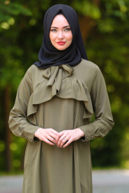 Neva Style - Khaki Hijab Tunic 52650HK - Thumbnail