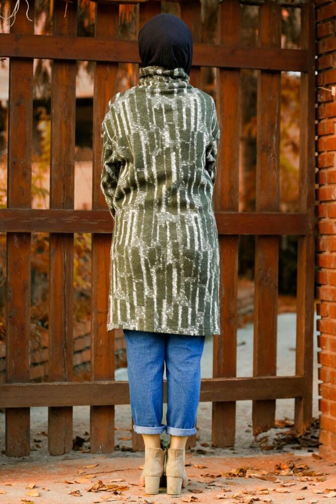 Boğazlı Haki Tesettür Tunik 5414HK - 2