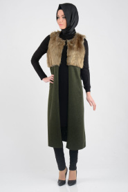 Neva Style - Khaki Hijab Tunic 6241HK - Thumbnail