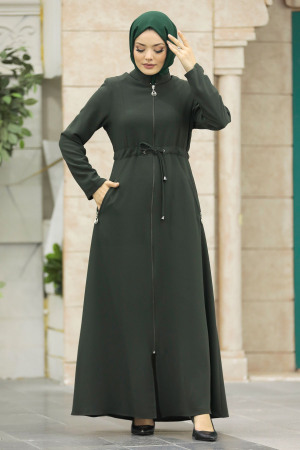 Neva Style - Khaki Hijab Turkish Abaya 60125HK - 3