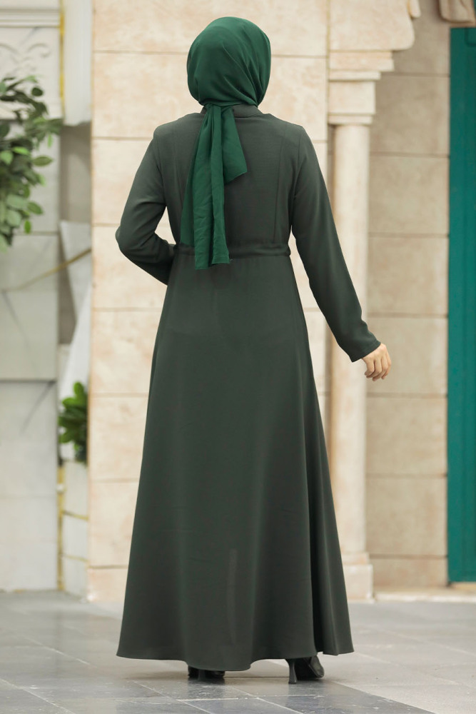 Neva Style - Khaki Hijab Turkish Abaya 60125HK - 4