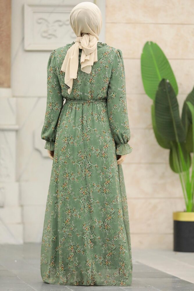 Khaki Hijab Turkish Dress 29712HK - 3