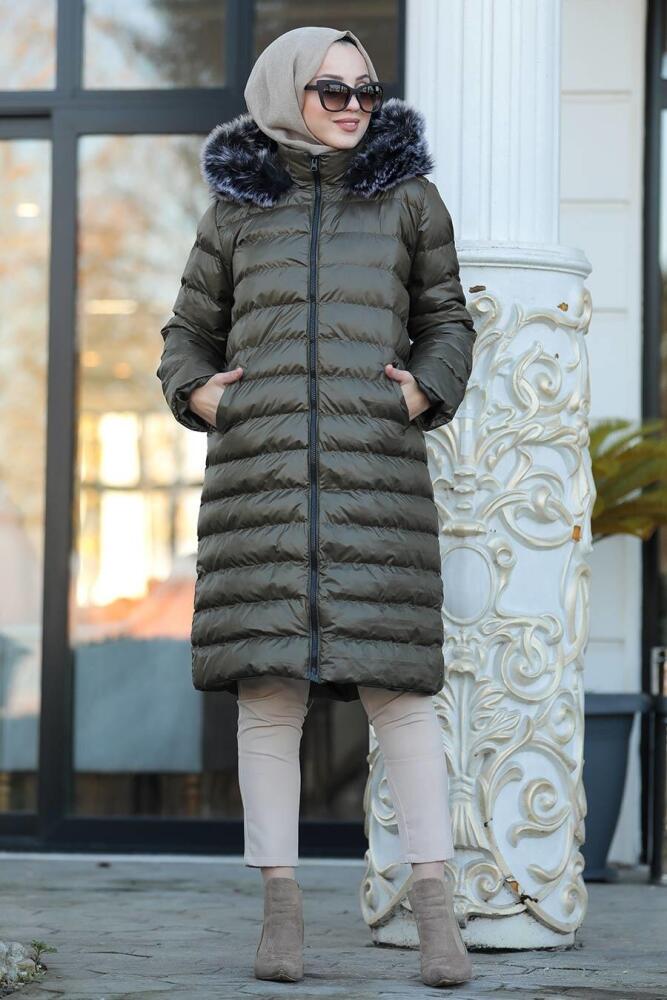 Neva Style - Khaki İnflatable Coat 2512HK - 1