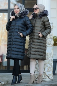 Neva Style - Khaki İnflatable Coat 2512HK - Thumbnail